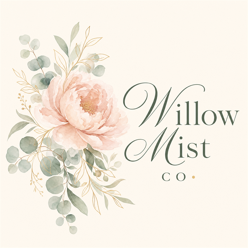 Willow Mist Co — watercolor botanical logo